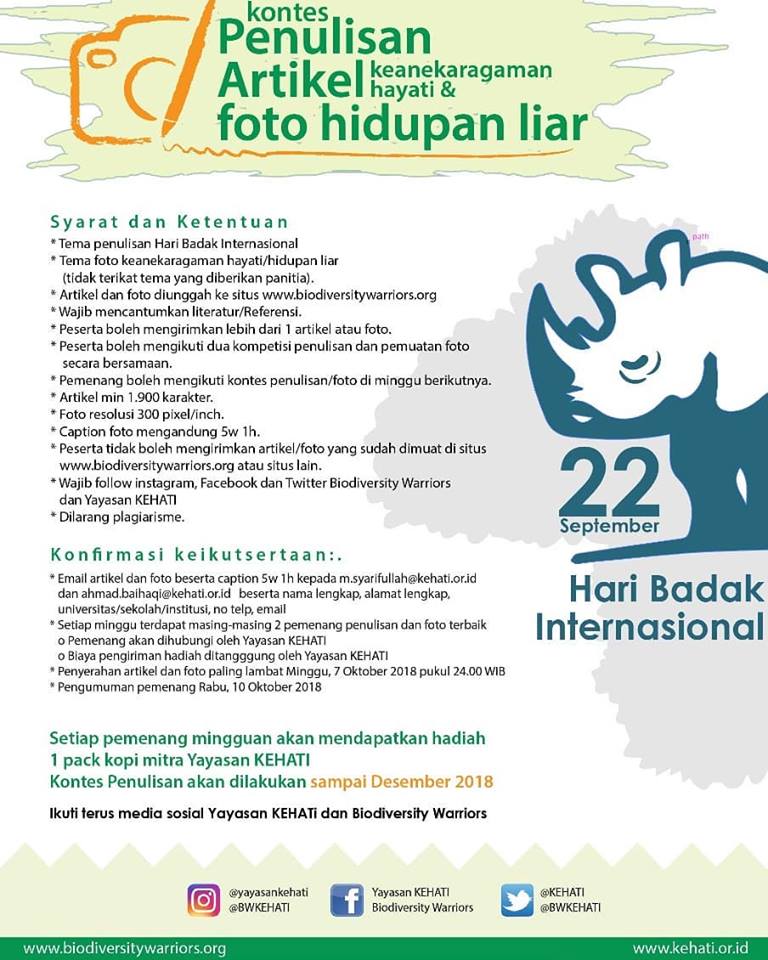 Lomba Penulisan Artikel dan Foto Keanekaragaman Hayati